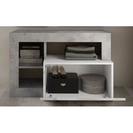 Banc LENOR blanc/gris en béton