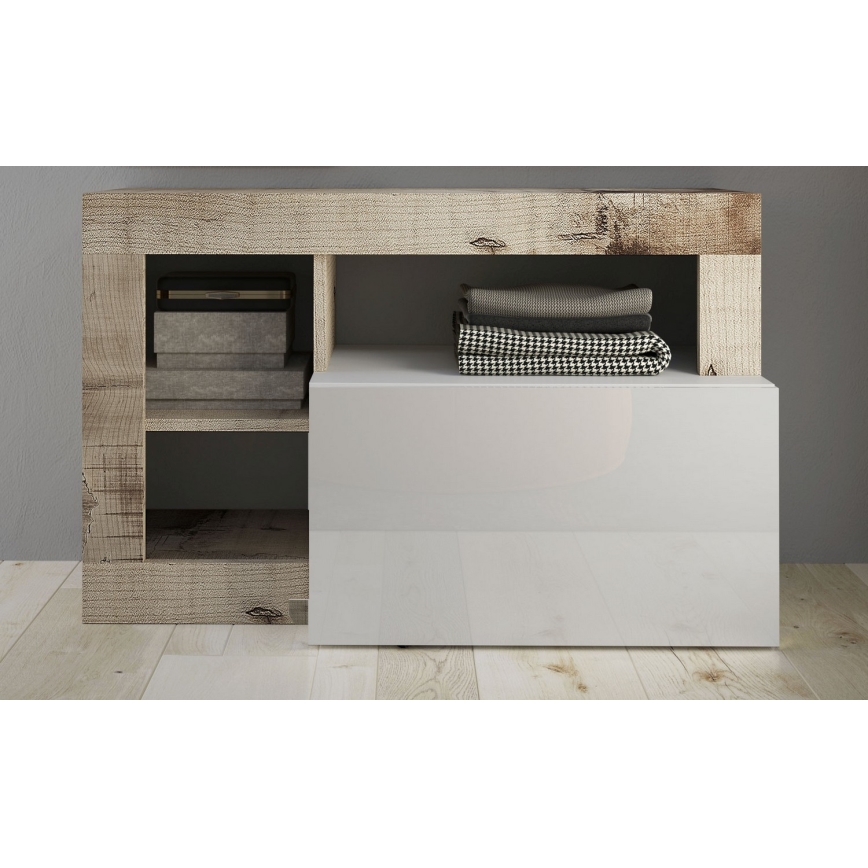 Banc LENOR blanc/marron