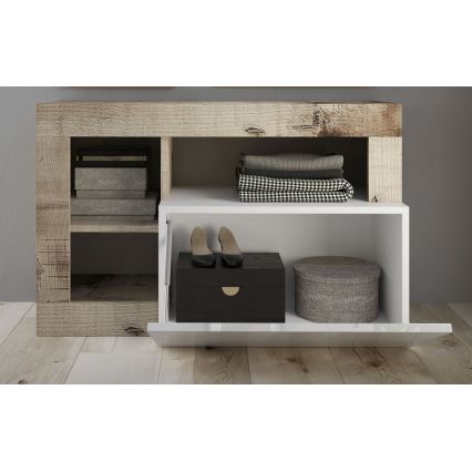 Banc LENOR blanc/marron