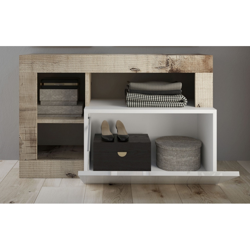 Banc LENOR blanc/marron