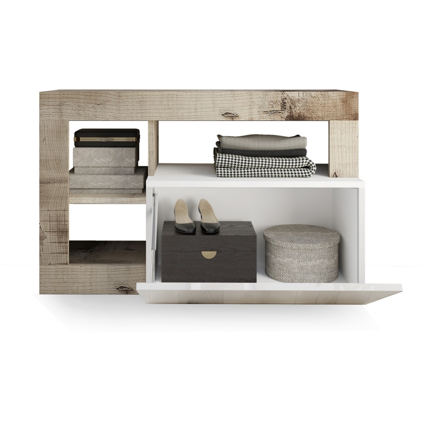 Banc LENOR blanc/marron