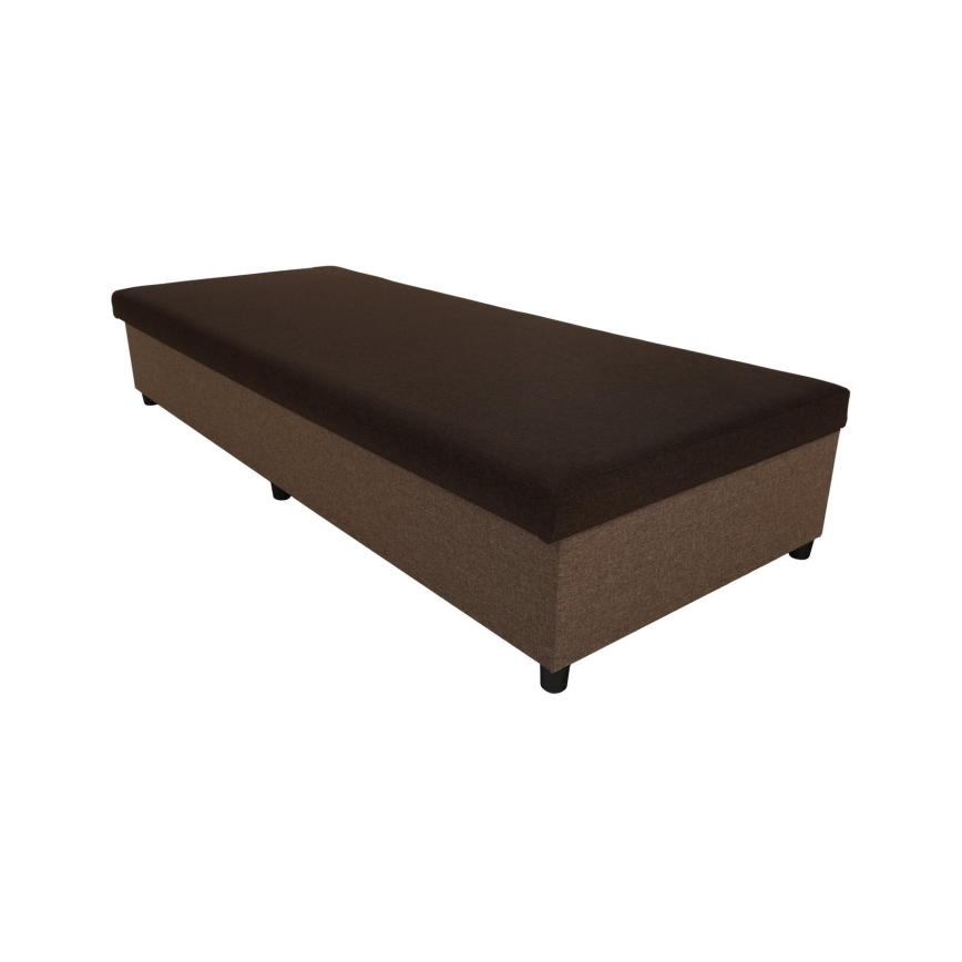 Banquette-lit rembourrée avec coffre de rangement CORY 80x200 marron