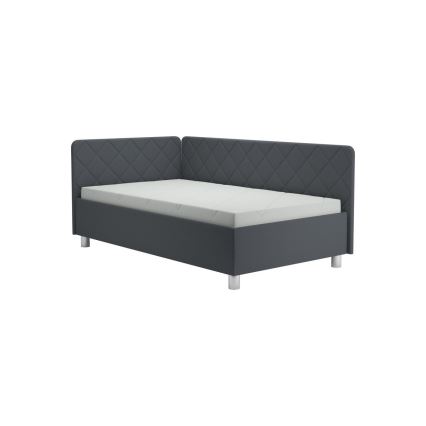 Banquette rembourrée avec coffre de rangement et matelas EMILE 110 x 200 cm grise