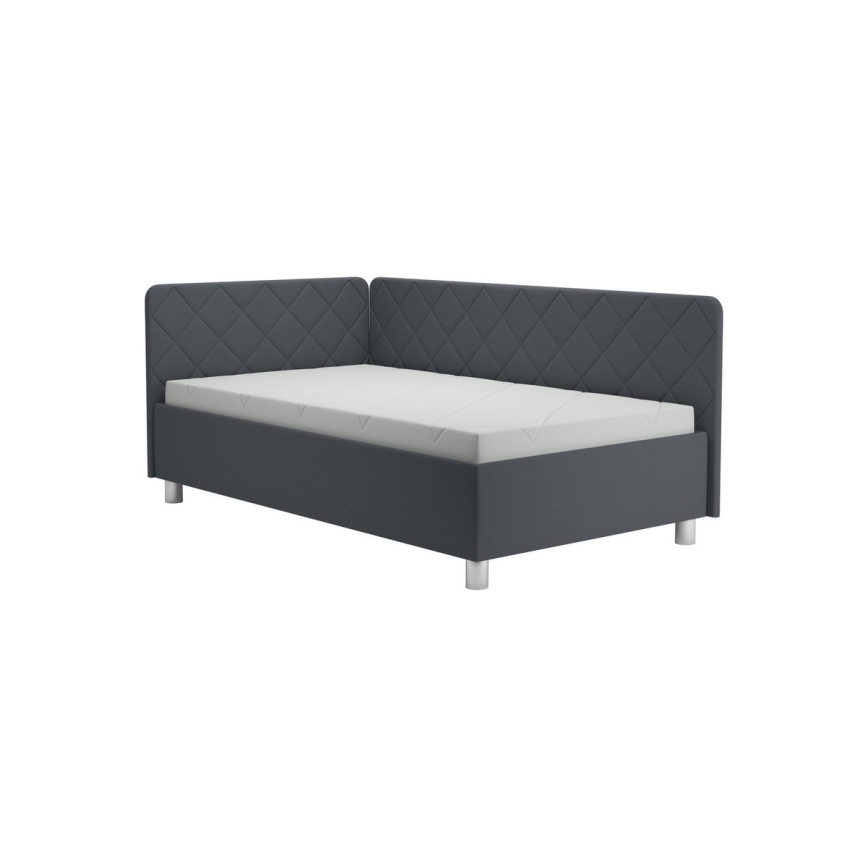 Banquette rembourrée avec coffre de rangement et matelas EMILE 110 x 200 cm grise
