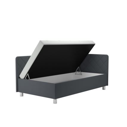 Banquette rembourrée avec coffre de rangement et matelas EMILE 110 x 200 cm grise