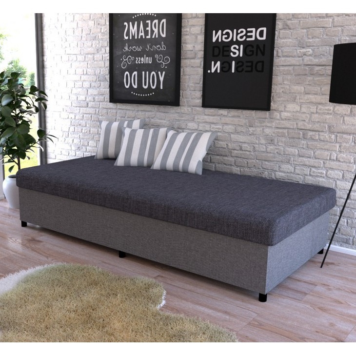 Banquette rembourrée CORY 80x200 avec coffre de rangement, gris