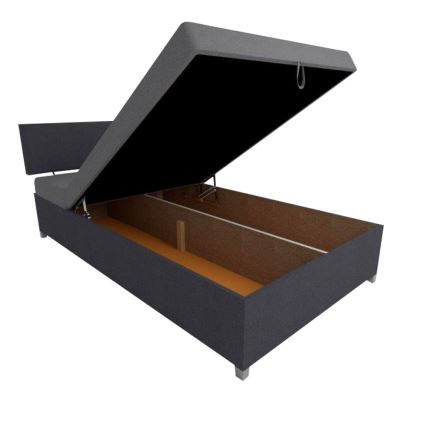 Banquette-lit rembourrée à réglage d'inclinaison avec rangement DALLAS 108x205 cm gris/anthracite