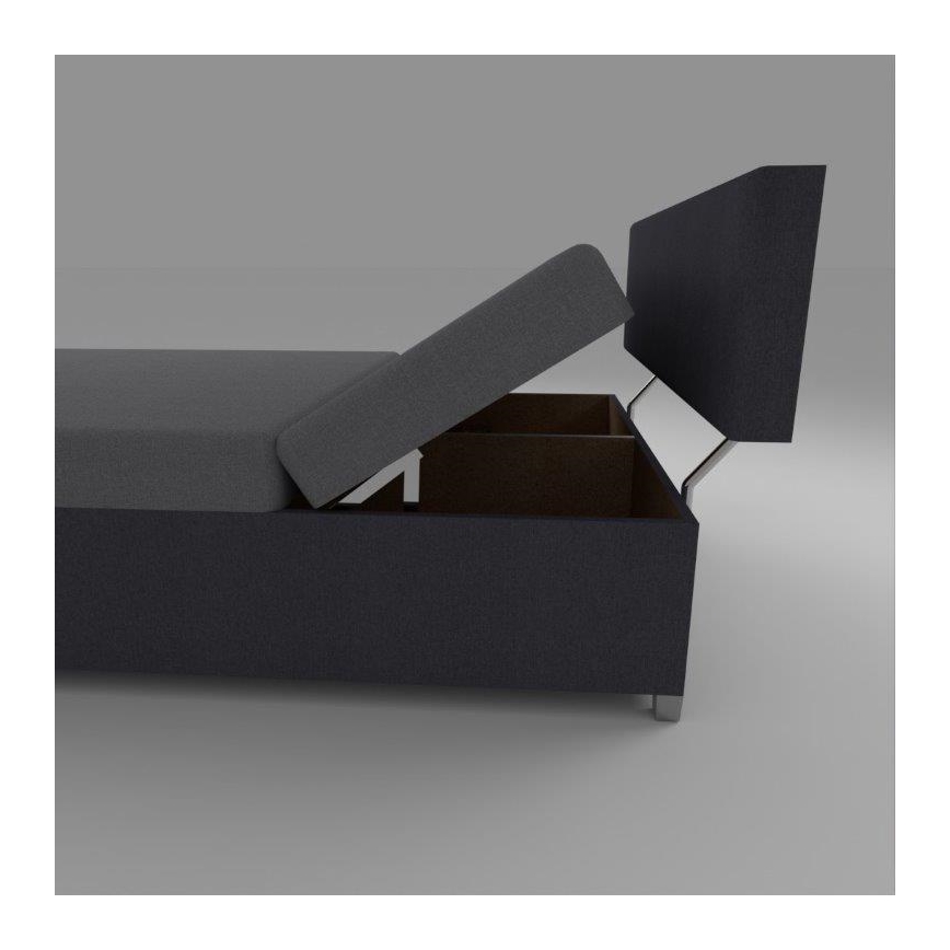 Banquette-lit rembourrée à réglage d'inclinaison avec rangement DALLAS 108x205 cm gris/anthracite
