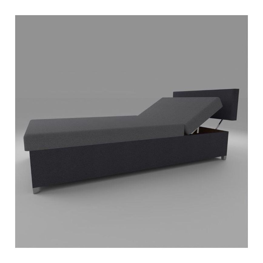Banquette-lit rembourrée à réglage d'inclinaison avec rangement DALLAS 108x205 cm gris/anthracite
