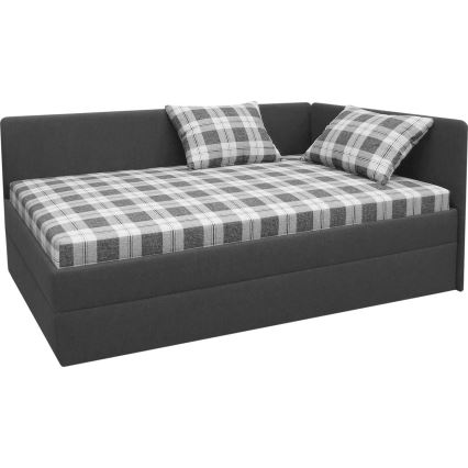 Banquette‑lit rembourrée ARLY 110 x 200 cm, tête réversible (gauche/droite) — anthracite/blanc