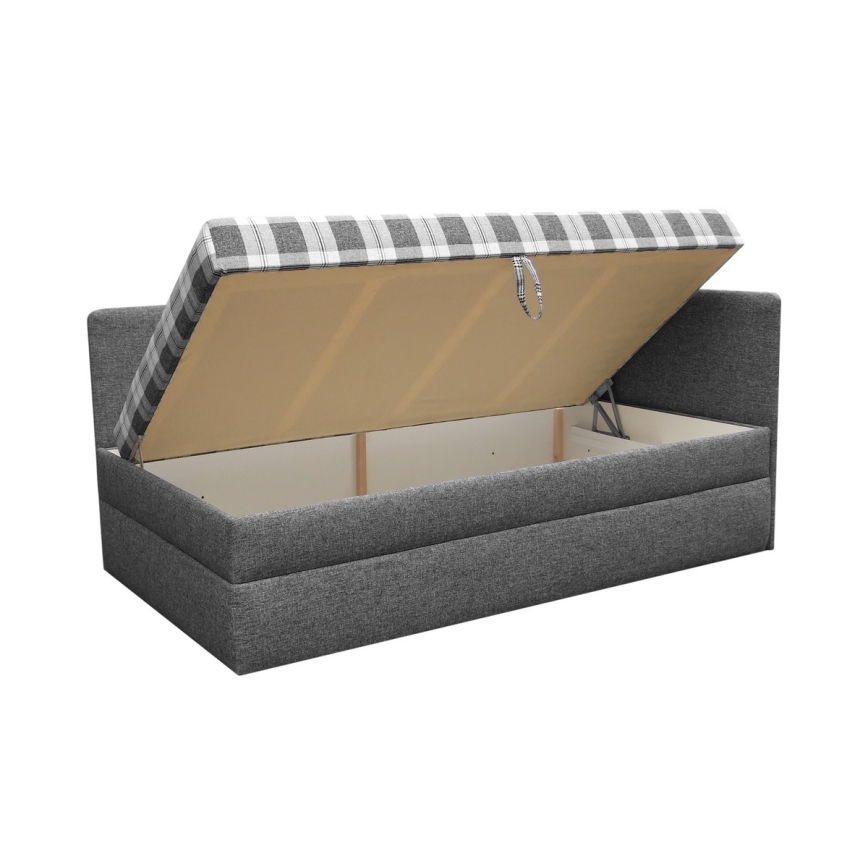 Banquette‑lit rembourrée ARLY 110 x 200 cm, tête réversible (gauche/droite) — anthracite/blanc
