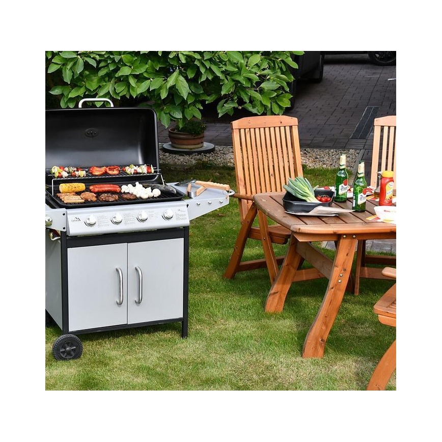 Barbecue à gaz 4 brûleurs en acier inoxydable