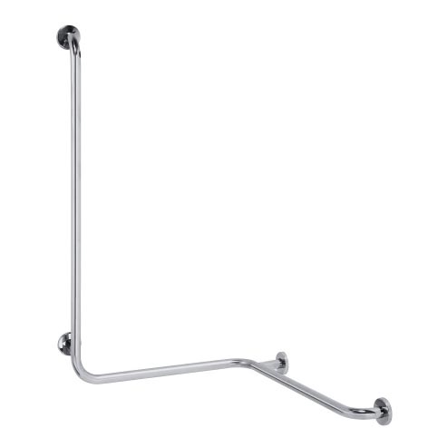 Barre d'appui pour douche 66 x 118 cm en acier inoxydable, finition argentée