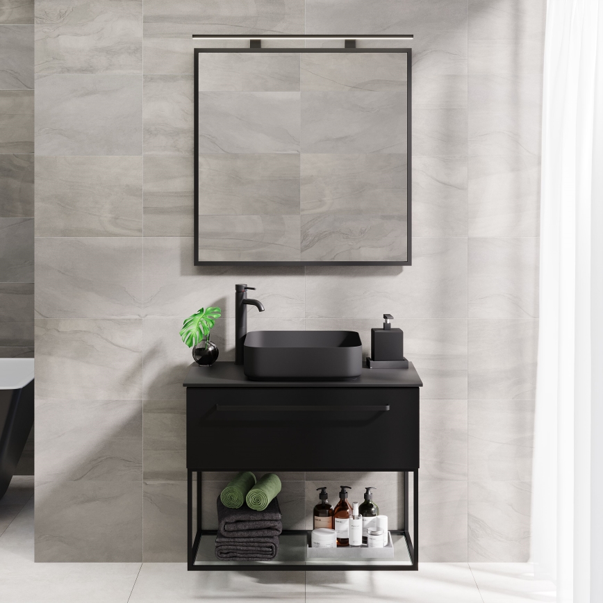 BATH DELUXE 01-080-05-02-00 - Miroir de salle de bain BORGSTED 80x80 cm noir