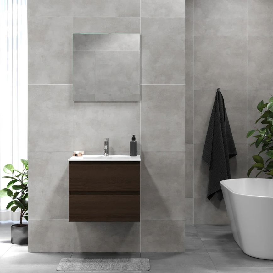 BATH DELUXE 03-060-64-84-01 - Meuble de salle de bain avec vasque KENWOOD 61 cm noyer