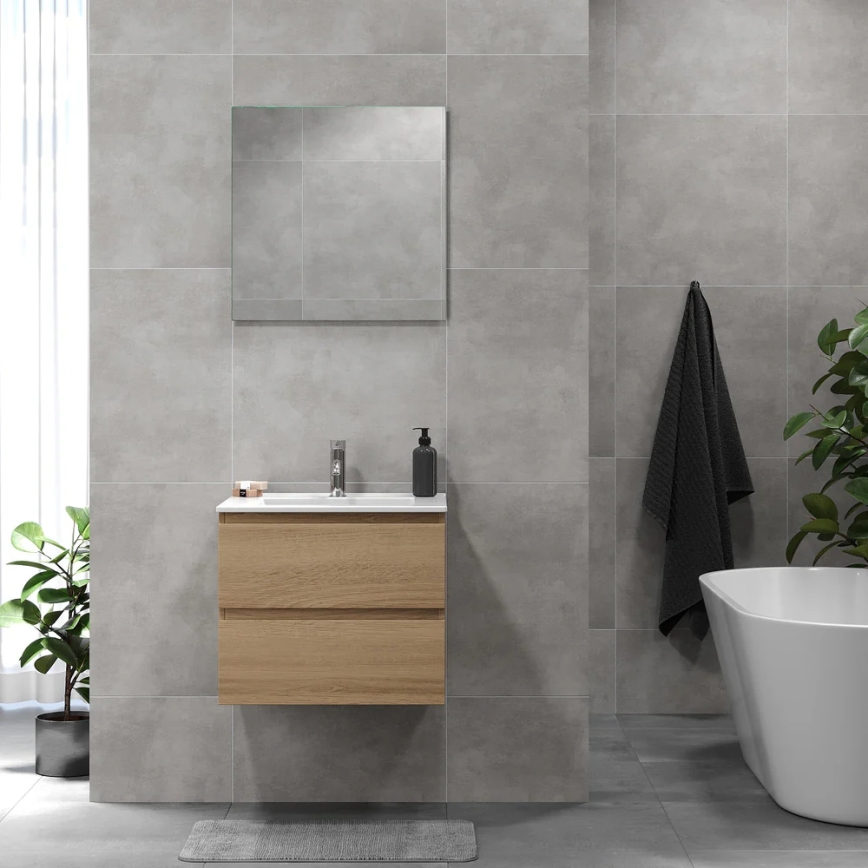 BATH DELUXE 03-060-64-86-01 - Meuble de salle de bain avec vasque KENWOOD 61 cm chêne
