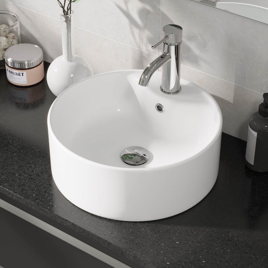 BATH DELUXE 06-038-09-11-00 - Vasque à poser VIKEDAL Ø 38 cm céramique/blanche