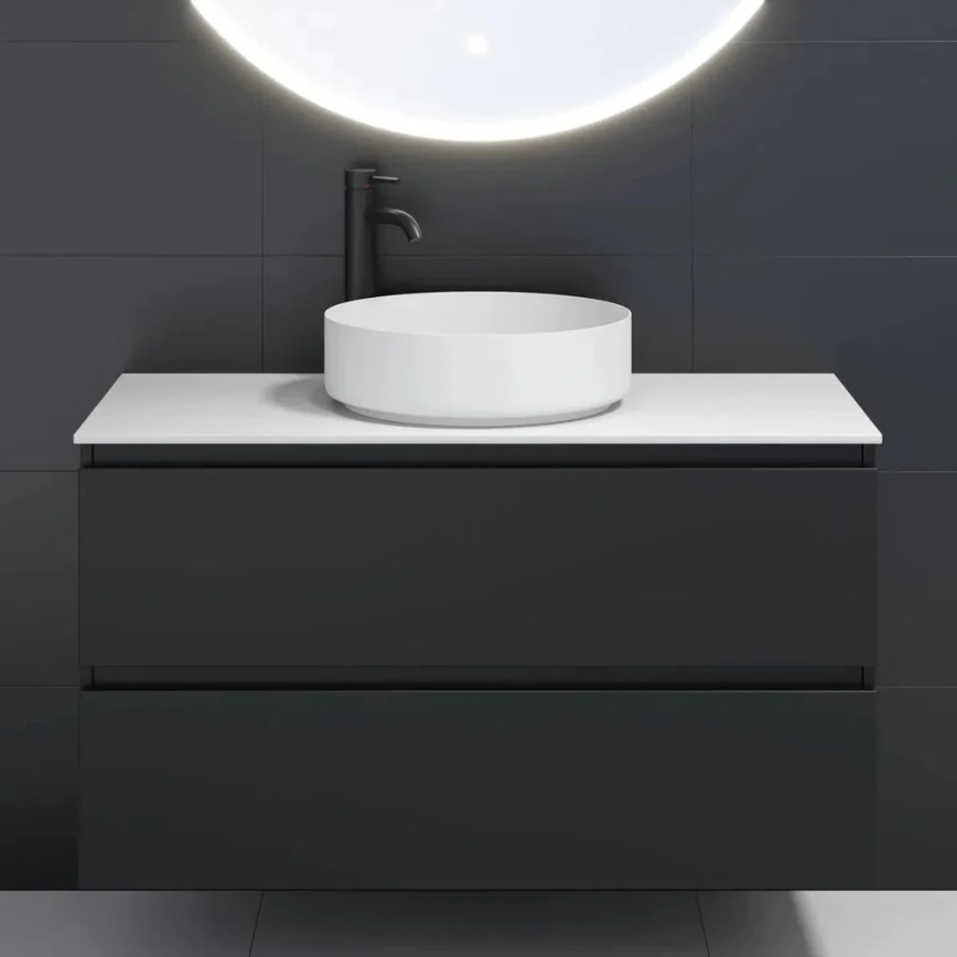 BATH DELUXE 06-040-16-01-00 - Vasque à poser LJORDAL Ø 40 cm, acier inoxydable / blanc mat