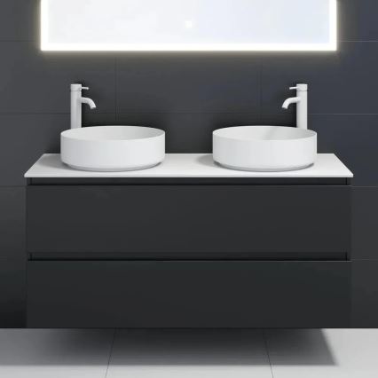 BATH DELUXE 06-040-16-01-00 - Vasque à poser LJORDAL Ø 40 cm, acier inoxydable / blanc mat