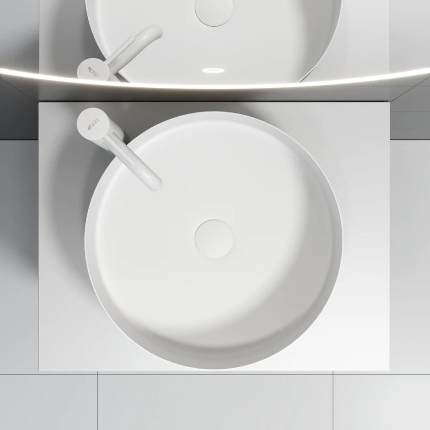 BATH DELUXE 06-040-16-01-00 - Vasque à poser LJORDAL Ø 40 cm, acier inoxydable / blanc mat