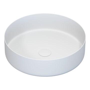 BATH DELUXE 06-040-16-01-00 - Vasque à poser LJORDAL Ø 40 cm, acier inoxydable / blanc mat