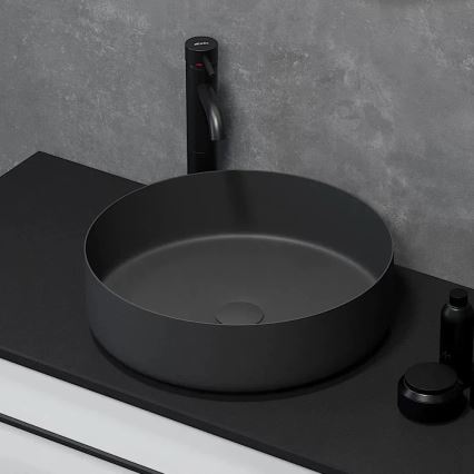 BATH DELUXE 06-040-16-02-00 - Lavabo à poser LJORDAL Ø 40 cm en acier inoxydable/noir mat