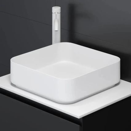 BATH DELUXE 06-040-17-01-00 - Vasque à poser LJORDAL 40x40 cm, acier inoxydable / blanc mat