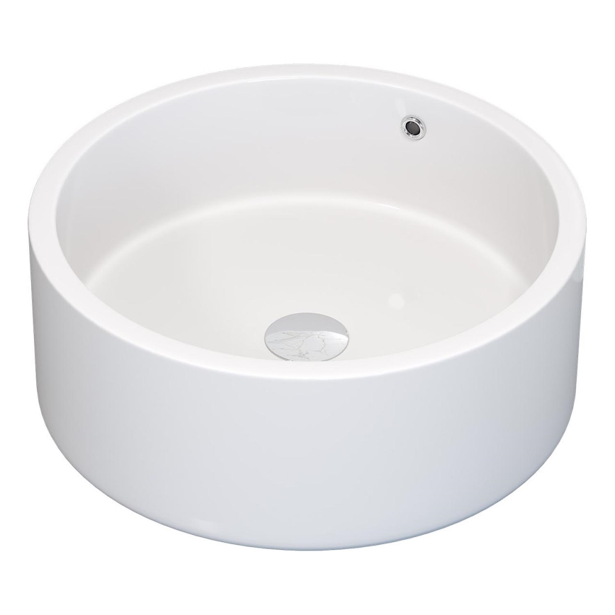 BATH DELUXE 06-041-53-11-00 - Vasque à poser RUNDTOM Ø 41,5 cm en céramique, blanc brillant
