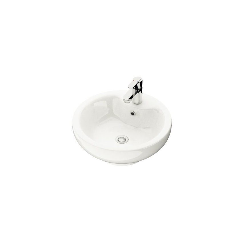 BATH DELUXE 06-045-11-11-00 - Vasque à poser DRAMMEN Ø 40,1 cm en céramique, blanc brillant