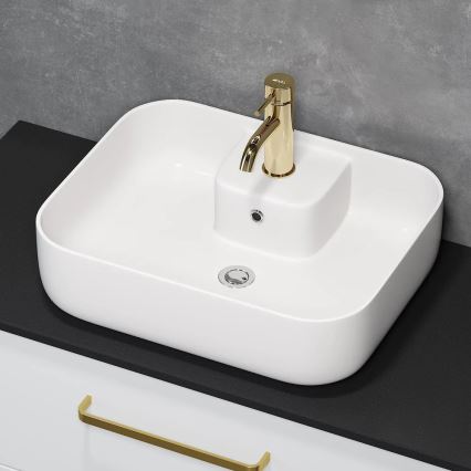 BATH DELUXE 06-050-12-11-00 - Lavabo à poser KRISTIANSAND 51x40 cm céramique/blanc brillant
