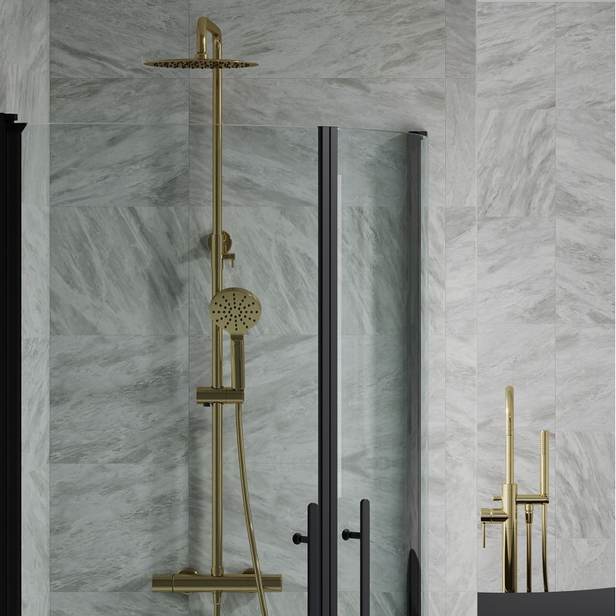 BATH DELUXE 31-120-05-70-00 - Colonnes de douche avec robinet thermostatique DRAGOR brossé laiton