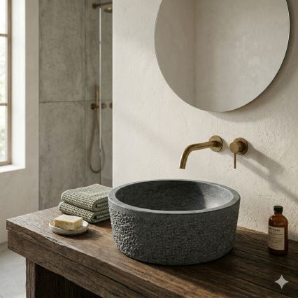 Bathco 00308 - Vasque à poser DUAL Ø 40,5 cm, pierre/gris