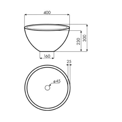 Bathco 00374 - Lavabo encastrable MIRAGE Ø 40 cm pierre/gris
