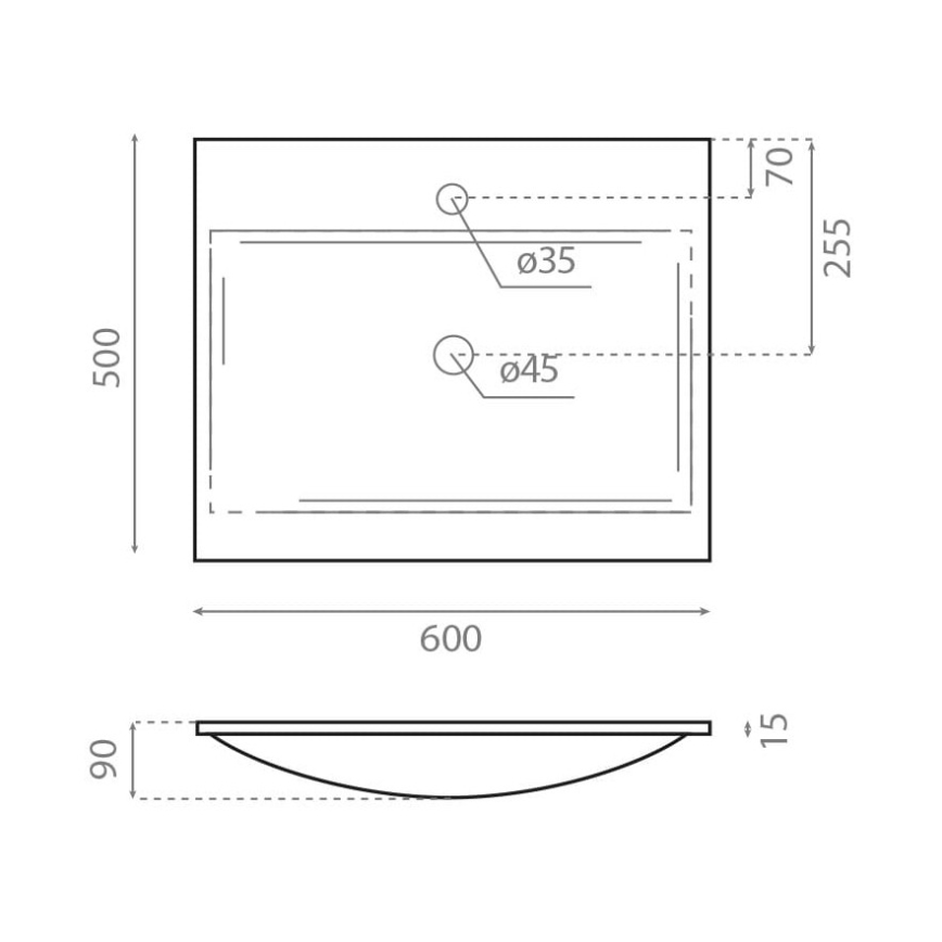 Bathco 0507 - Lavabo encastré MONACO 60x50 cm résine/blanc