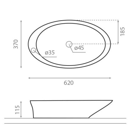 Bathco 4020 - Lavabo à poser PURE 62x37 cm porcelaine/blanc