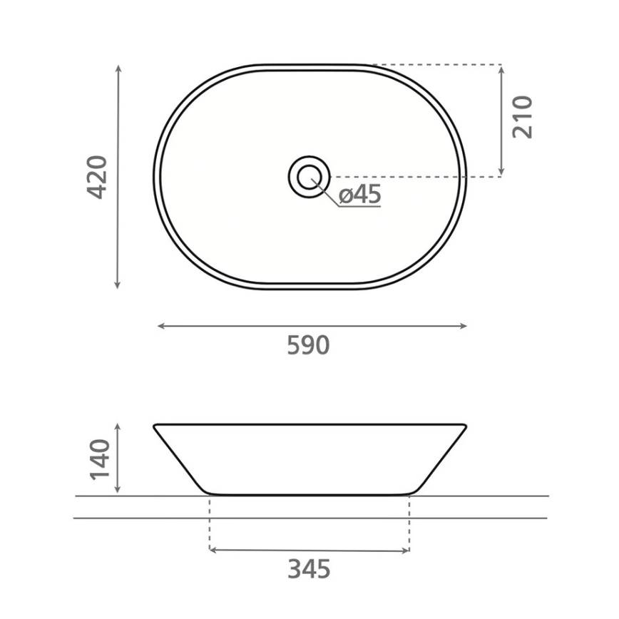 Bathco 4038 - Vasque à poser TOULOUSE 59 x 42 cm en porcelaine blanche