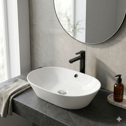 Bathco 4038 - Vasque à poser TOULOUSE 59 x 42 cm en porcelaine blanche
