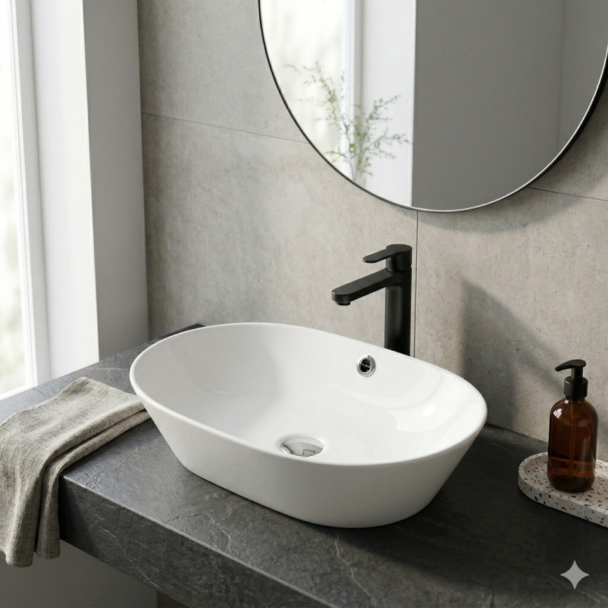 Bathco 4038 - Vasque à poser TOULOUSE 59 x 42 cm en porcelaine blanche