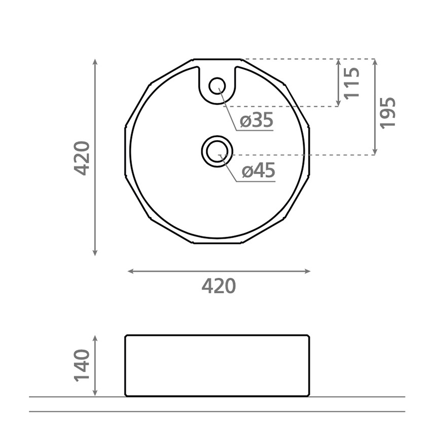 Bathco 4158 - Lavabo à poser CIRCUS diam. 42 cm porcelaine/blanc