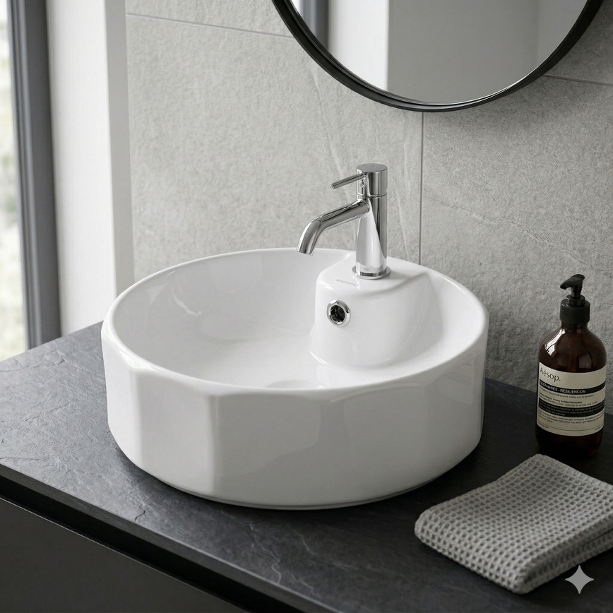Bathco 4158 - Lavabo à poser CIRCUS diam. 42 cm porcelaine/blanc