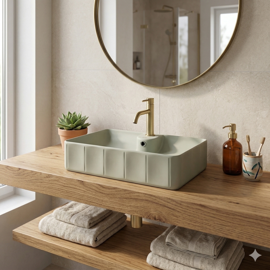 Bathco 4161 - Vasque à poser CIRCUS 61 x 40,5 cm porcelaine/beige