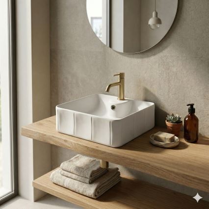 Bathco 4163 - Lavabo à poser CIRCUS 40x40 cm porcelaine/blanc