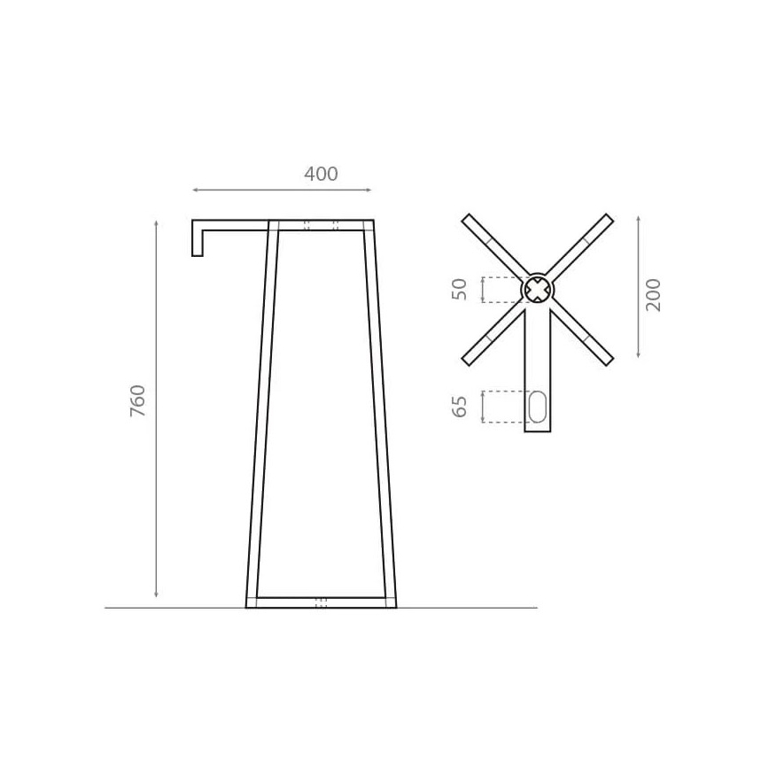 Bathco 8216 - Piètement pour lavabo VOLTA 76x40 cm acier/chrome brillant