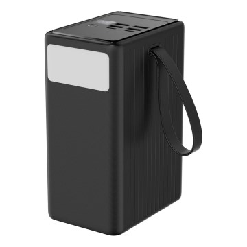 Batterie externe 80 000 mAh 65 W Power Delivery 4× USB-A + 2× USB-C avec lampe torche LED et câble USB-C 1 m, noire