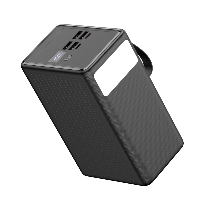 Batterie externe 8 000 mAh avec Power Delivery — 4x USB-A + 2x USB-C, lampe LED intégrée et câble USB-C 1 m, noire