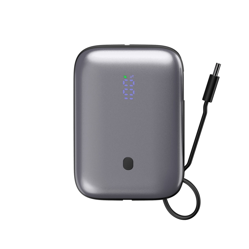 Batterie portative 10000 mAh 20W Power Delivery Compact avec câble USB-C rétractable intégré 1m noir