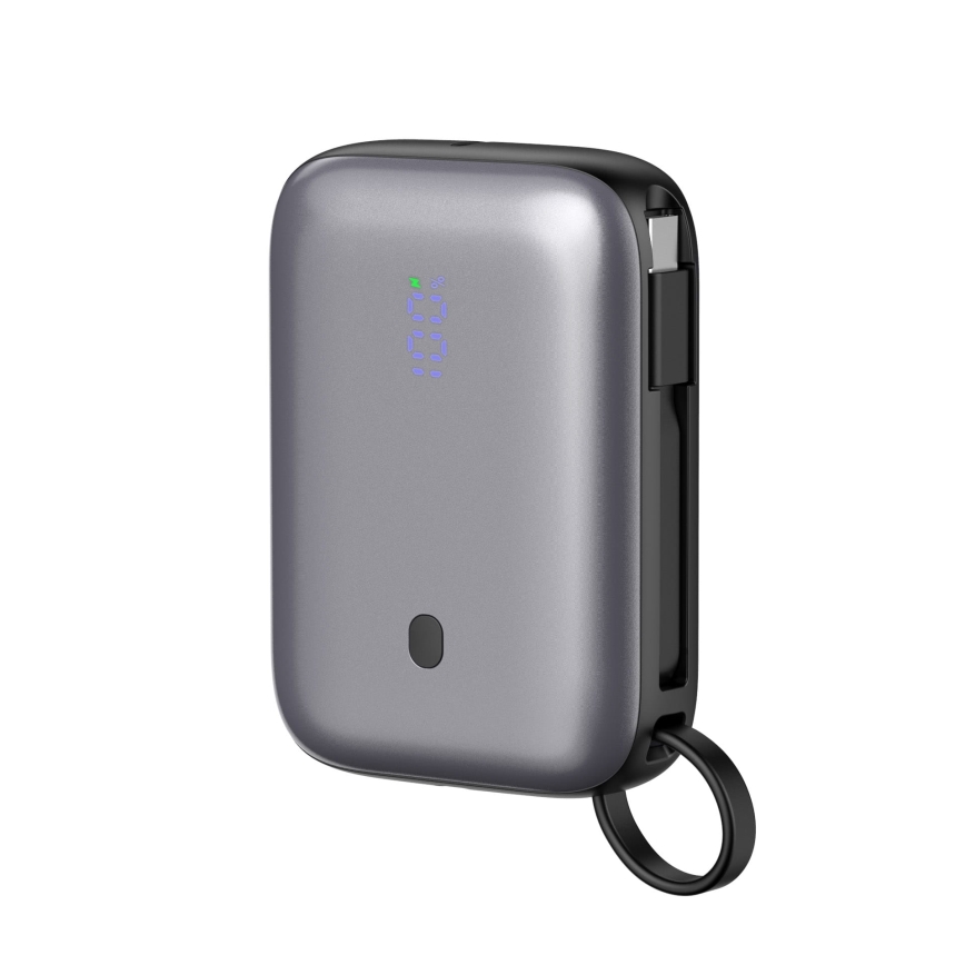 Batterie portative 10000 mAh 20W Power Delivery Compact avec câble USB-C rétractable intégré 1m noir