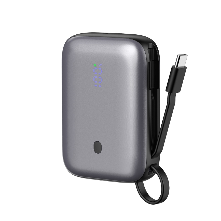 Batterie portative 10000 mAh 20W Power Delivery Compact avec câble USB-C rétractable intégré 1m noir