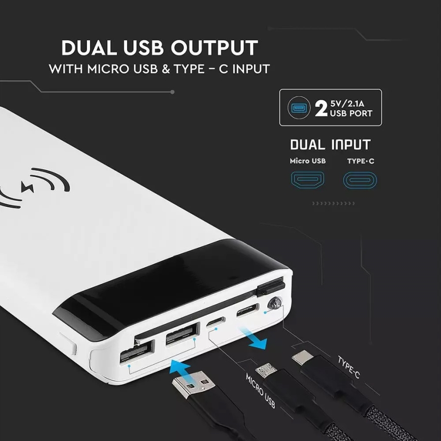 Batterie portative 20000mAh/3,7V argentée