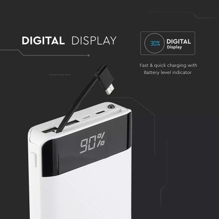 Batterie portative 20000mAh/3,7V argentée